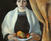 奥古斯特 马克 : Portrait with apples